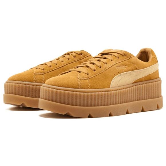 PUMA X Fenty Rihanna Cleated Suede Creeper Golden Brown Platform Shoes 10 Mens - Picture 1 of 15